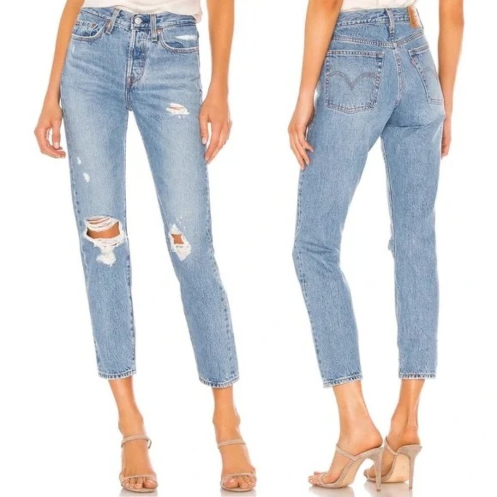 Levi's Premium Wedgie Icon Fit Leg Distressed Jeans Authentically Yours 26